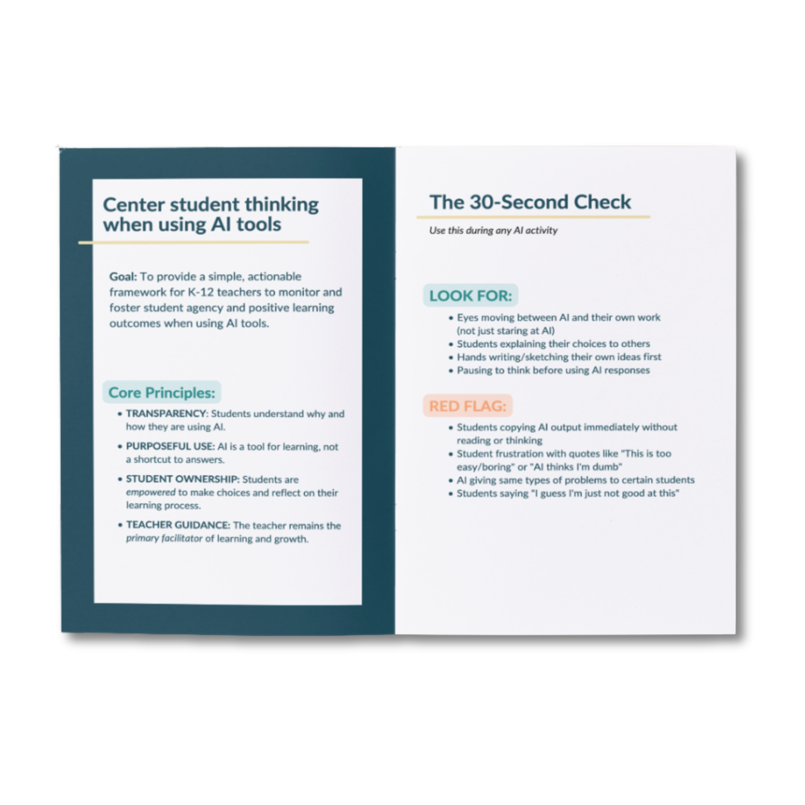 View of a few pages from the Agency-Focused AI Framework (AF2)