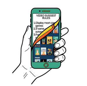 Phone showing face recognition connecting to visible algorithm flowchart steps leading to 'Welcome back!' message