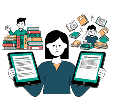 Split screen showing rich, diverse data powering accurate recommendations for one student vs. sparse, limited data producing poor suggestions