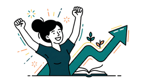 Teacher excited about her progress.