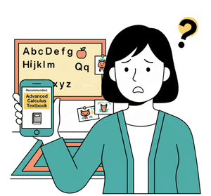 A kindergarten teacher showing that AI recommended an Advanced Calculus Textbook.